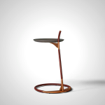 GQ Modern Side Table with Wood Top and Leather Accents